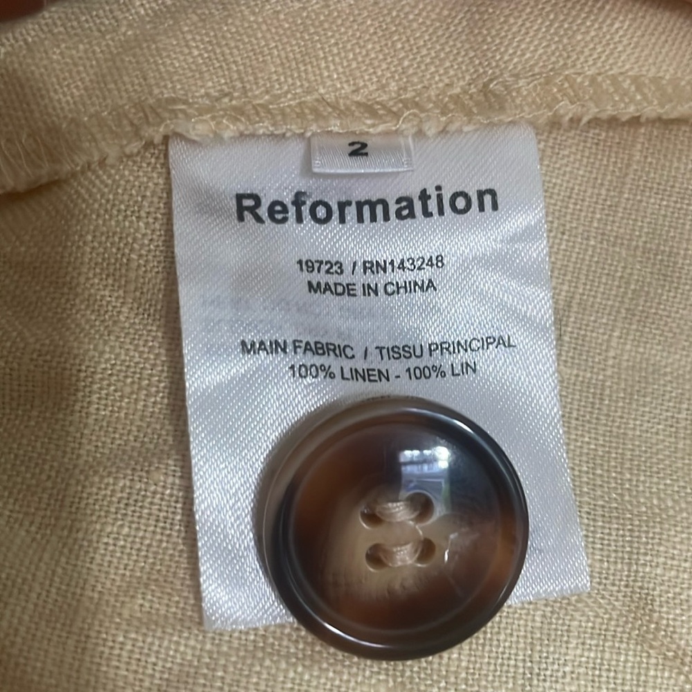 Reformation Cale Linen Midi Dress in Parmesan Size 2 - Picture 6 of 6